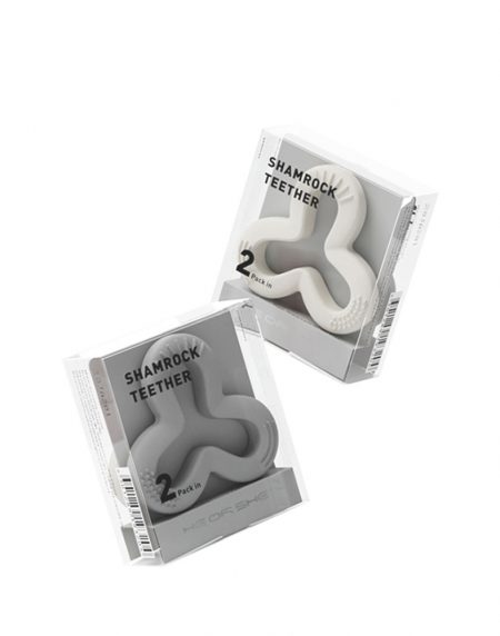 2 Mordedores de silicona libre de BPA Trébol Grey+White